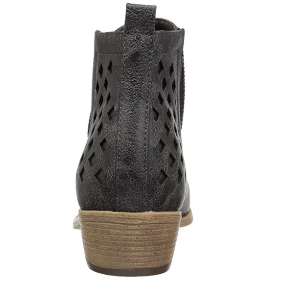 Charcoal V Split Perforated Caged Ankle Booties - Picture 14 of 15